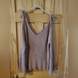NWT  - Fashion Nova Cold Shoulder Metallic Sweater in Dusty Pink - Sice 2X